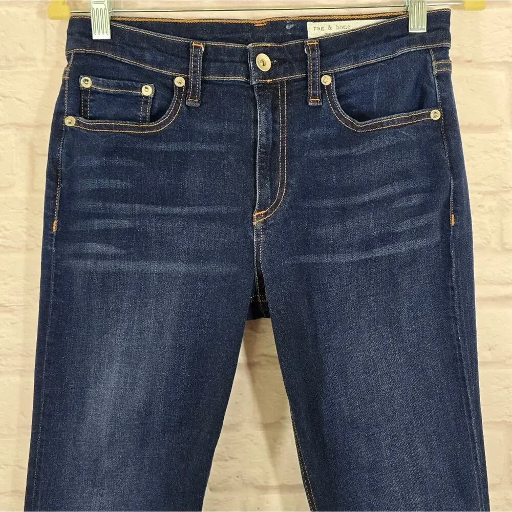 W Rag & Bone Cate Mid Rise Ankle Skinny Dark Blue Jeans Size 27 Selvedge Selvage - Picture 2 of 11